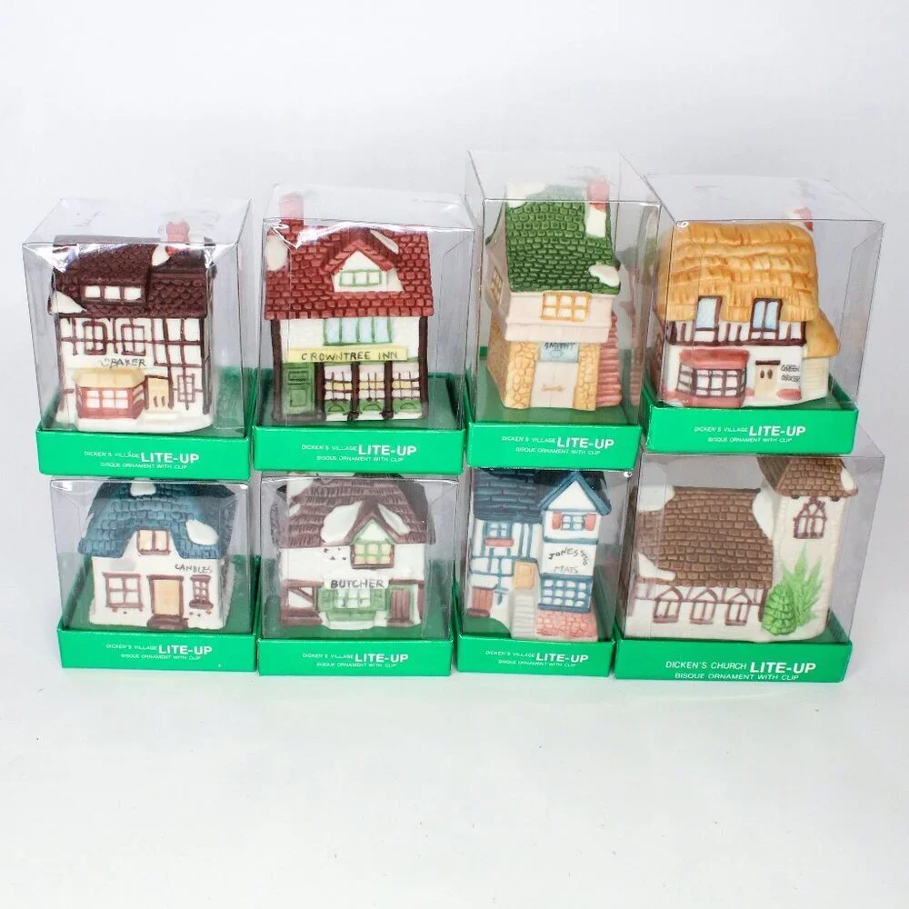 8 Depart 56 Dickens Village Ornaments String Light Clip On Christmas Bui…